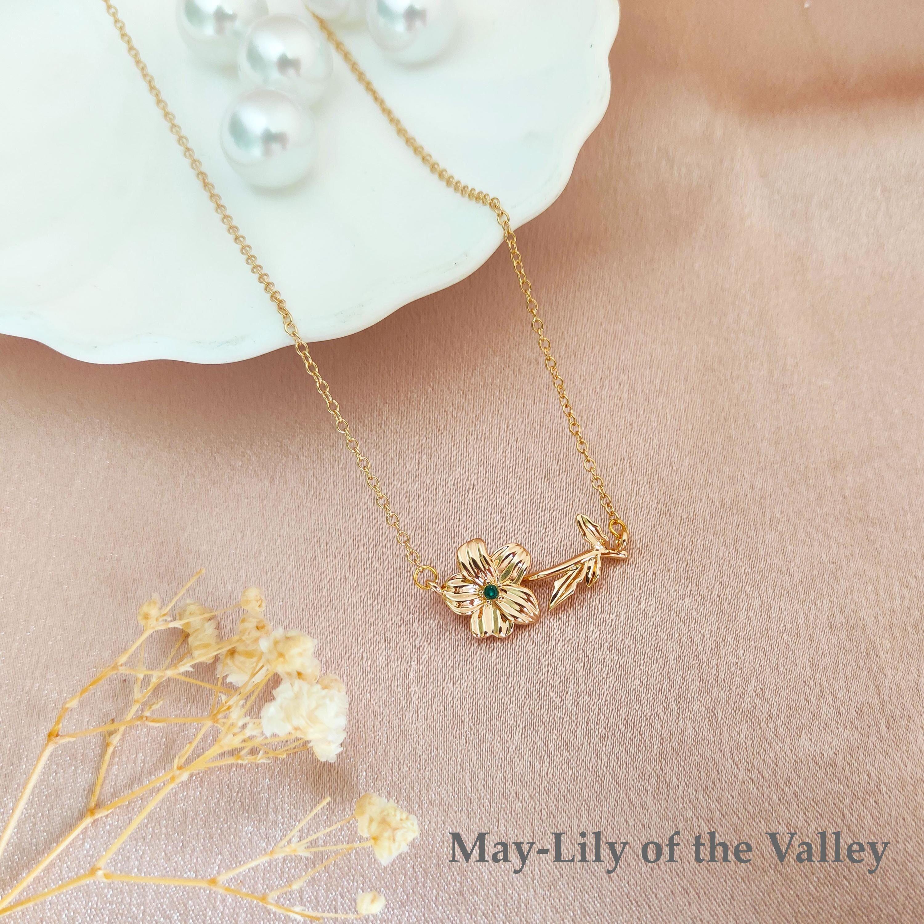 Custom Horizontal Birth Flower Necklace