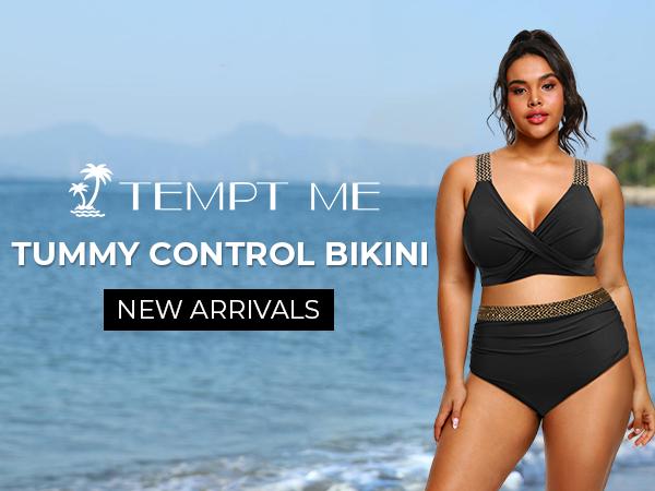 Tempt Me Women Plus Size High Waisted Bikini Set Two Piece Tummy Conteol Swimsuit