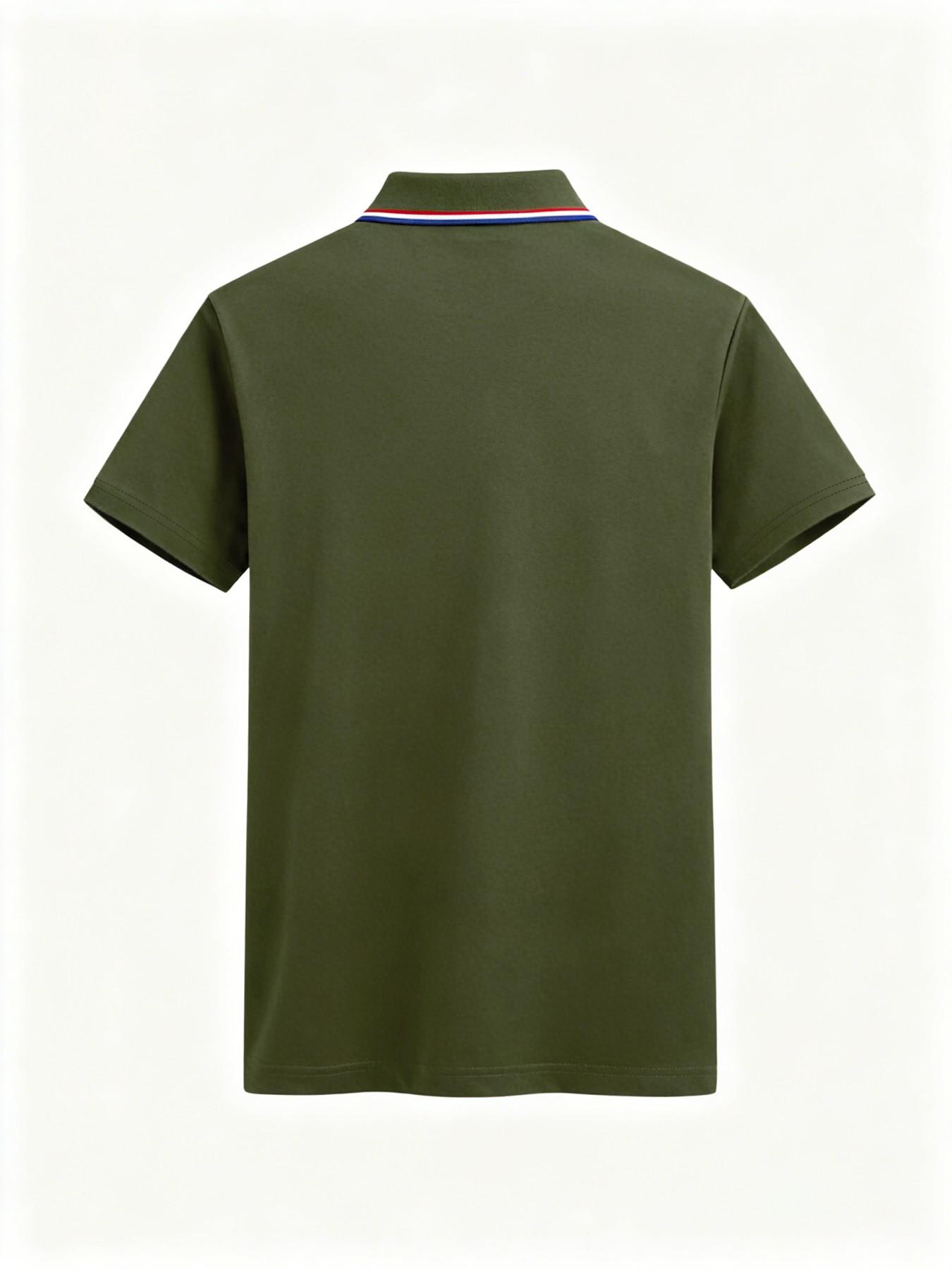 Men's Geometric Print Polo Shirt, Loose-Fitting Short Sleeve, Breathable Elastic Fabric, Casual Business Tee, Spring Summer New Arrival