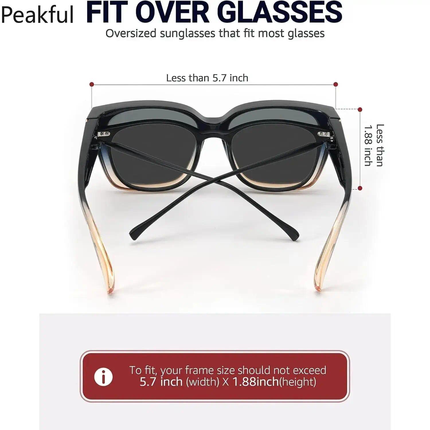 UV400 Polarized Fit Over Sunglasses | Mirrored Rectangular Frame for Unisex | Anti-Glare Protection | Wear Over Prescription Glasses | Durable Shades for Outdoor Sports, Driving, & Casual Use