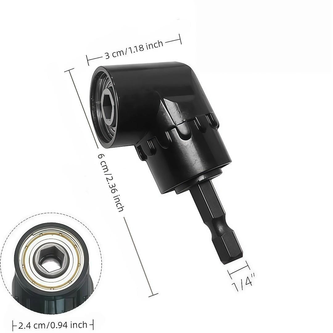 6 Piece Right Angle Drill Bit Set, 2pcs 105° Hex Shank Adapters & 90° Angled Bits, Includes 360° Rotating 1/4 3/8 1/2 Inch Impact Socket Adapter