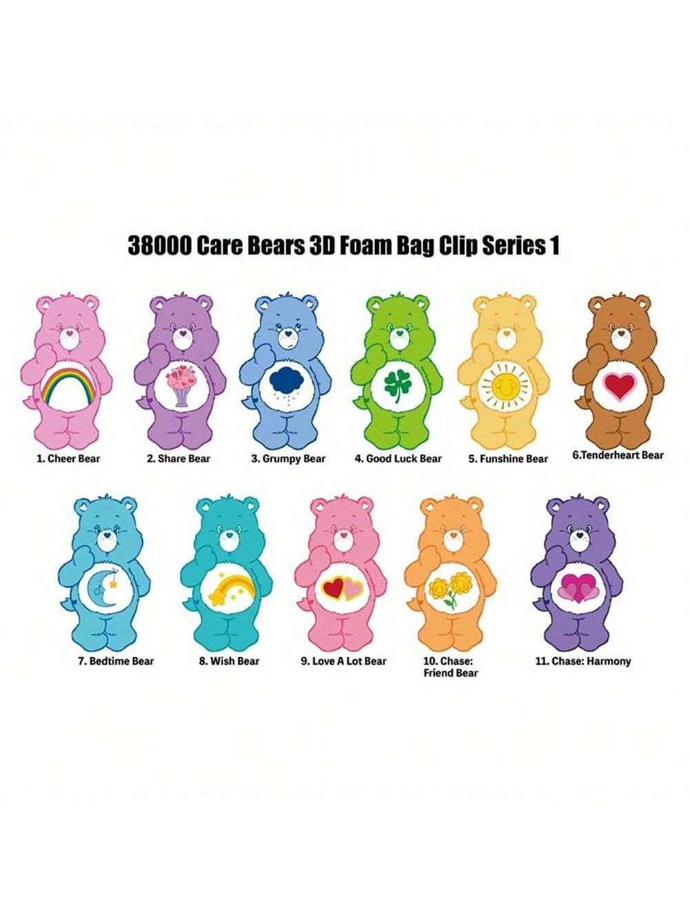 Care Bears Officially Licensed 3D Cute Doll Blind Bag Keychain Blind Box Key Ring Cheer Friend Wish Bear Bedtime Bear Bag Clip Anniversary Birthday Christmas Halloween Surprise Gifts Surprise Bags  Key Chain For Friends Family Care Bears Fan Favorite