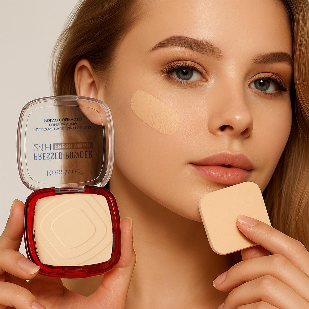 Rosalwee Long-Lasting Makeup Powder, Oil-Control Waterproof, 24h Fresh Wear, Natural Soft Focus, Setting & Touch-Up, Solid Form
