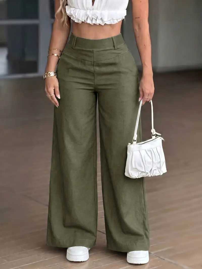 KAYWIDE Basic Style Casual Versatile Loose Straight Leg High Waist Flowy Wide Leg Pants, Comfortable and Stylish, Perfect for Everyday Wear