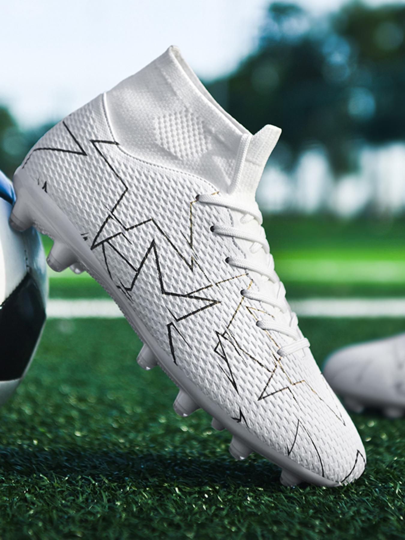 Men's High-top Lace-up Football Boots, Football Field Boots, Breathable & Non-slip Football Shoes, Professional PU Soccer Shoes for Outdoor Training