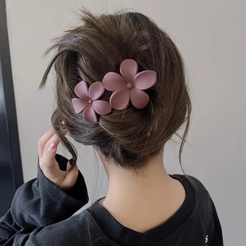 4pcs French-Style/Bohemian Flower hair clips - Non-Slip Matte Hairpins with Black Blooms, Elegant Bun Accessories for Women &,, Wedding, Party Hairstyles (French nomenclature)