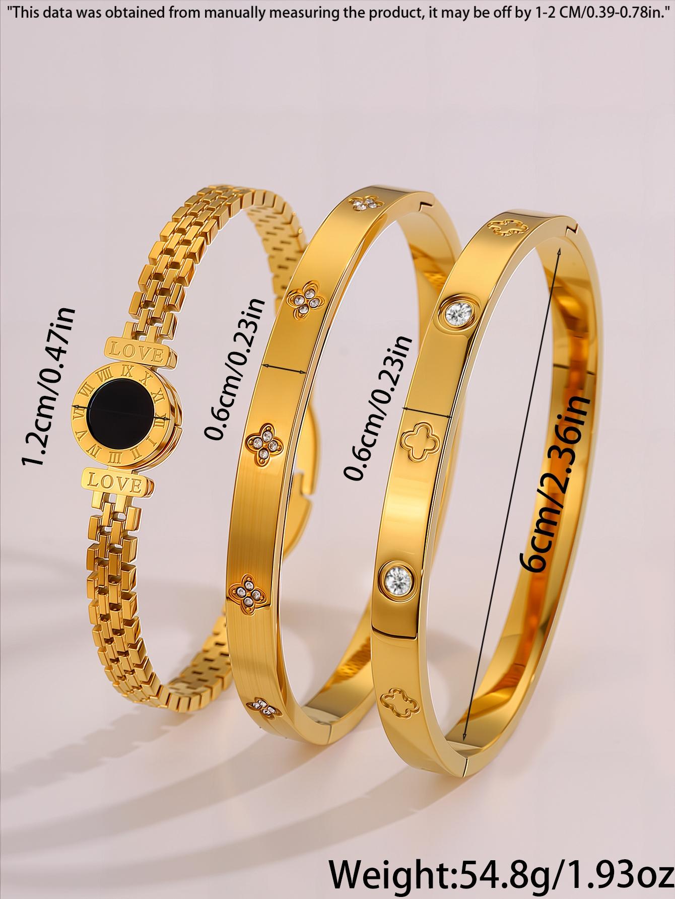 French Luxury Classic Bracelet Set, Stainless Steel Fashion Accessory, Perfect Birthday Gift & Vacation Wear, Casual Style