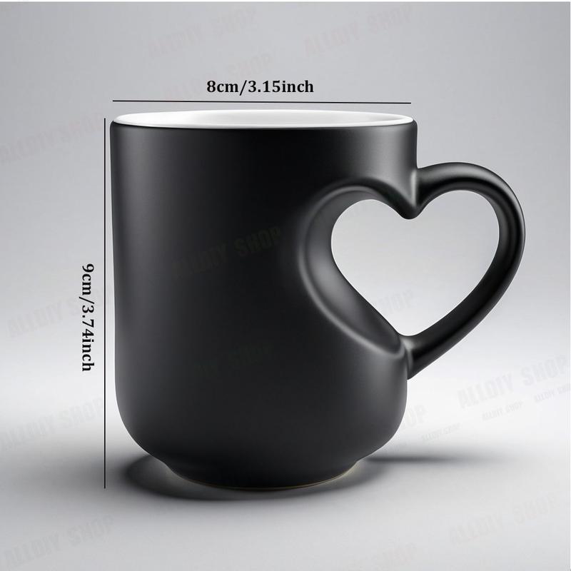 Color Changing Mug A-Z Initial Heart Coffee Cup, Thermosensitive Ceramic Mug with Heart-Shaped Handle, 11 Oz/330 Ml, Valentine's Day Gift