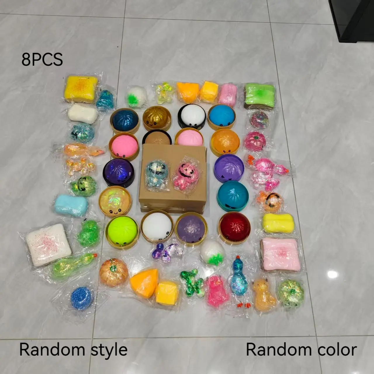 8-Piece Stress Relief Toy Set, Sensory Kit, Creative Slow-Return Gummies, Party Gift, Mystery Surprise Box, Random Colors