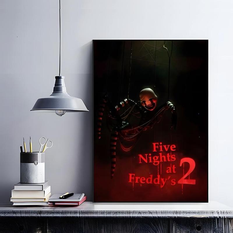 Iconic Horror Survival Game Franchise F-Five Nights at Freddy's Poster HD self-adhesive fade-proof waterproof wrinkle-resistant poster stickers Wall Art suitable for living room bedroom dormitory cafe bar background decoration wallpaper and gifts
