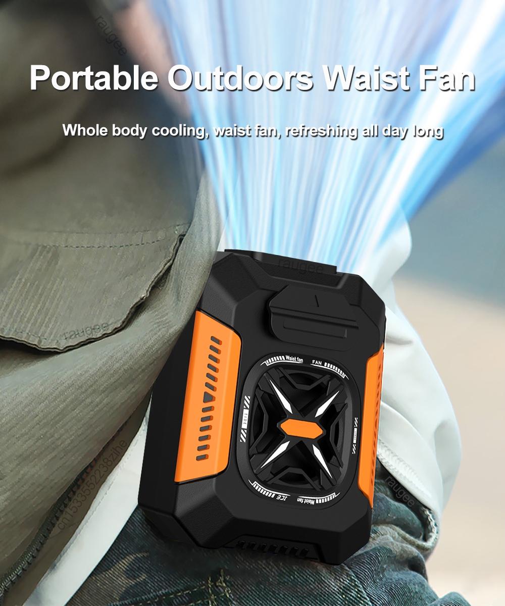 Portable Waist Fan USB Rechargeable Waist Clip Fan with Power Bank Personal Cooling Fan Wearable Belt Fan Lithium Battery Fan Battery Powered Fan for Outdoor Travel Working Sport