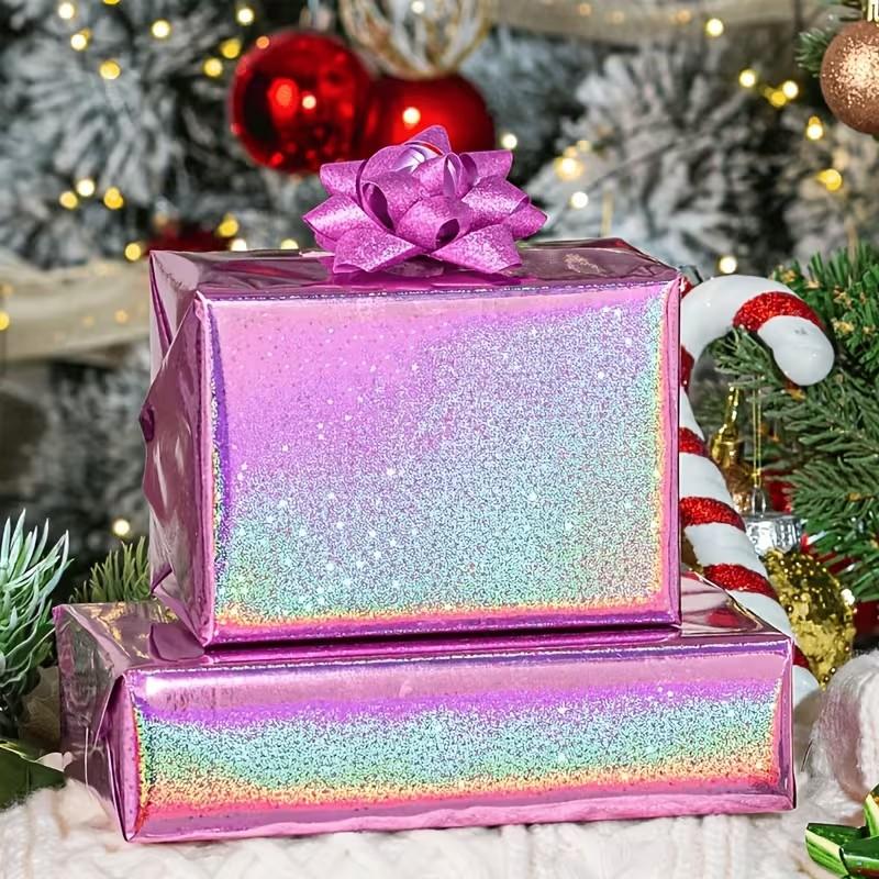 Gradient Holographic Star Glitter Paper, 16.93x118.11 Inches, Shiny Craft Decorative Paper, Ideal for Art, Holiday Gift Wrapping, Waterproof