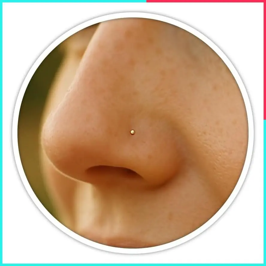 14K Gold Filled L-Shaped Nose Stud with Tiny 1mm Micro Ball, 24G Thin Post 0.5mm - Hypoallergenic Minimalist Nostril Piercing Jewelry for Women, Tarnish Resistant