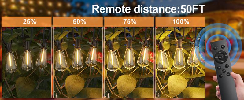 100FT Outdoor String Lights with Remote Included, Support Timer with 50 Shatterproof ST38 LED Edison Dimmable Bulbs, 2500K Warm White, Waterproof, Perfect for Backyard, Patio, Garden, Deck, Party and Xmas Decor #springtok Flexibility Customization