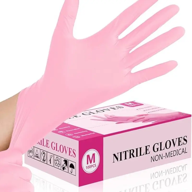 Pink disposable gloves, suitable for home cleaning, tattooing, nail art, painting, tattooing, cat litter box cleaning, pet bathing, ambidextrous, Multi purpose glove, Multipurpose Work Gloves, Work Glove (10PCS, 50PCS, 100PCS) Work Gloves Bulk