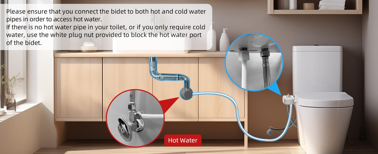 Hibbent Toilet Seat Bidet with Self Cleaning Dual Nozzle, Hot and Cold Water Spray Non-Electric Mechanical Bidet Toilet Attachment for Rear or Female Washing Sanitizing toilet seat