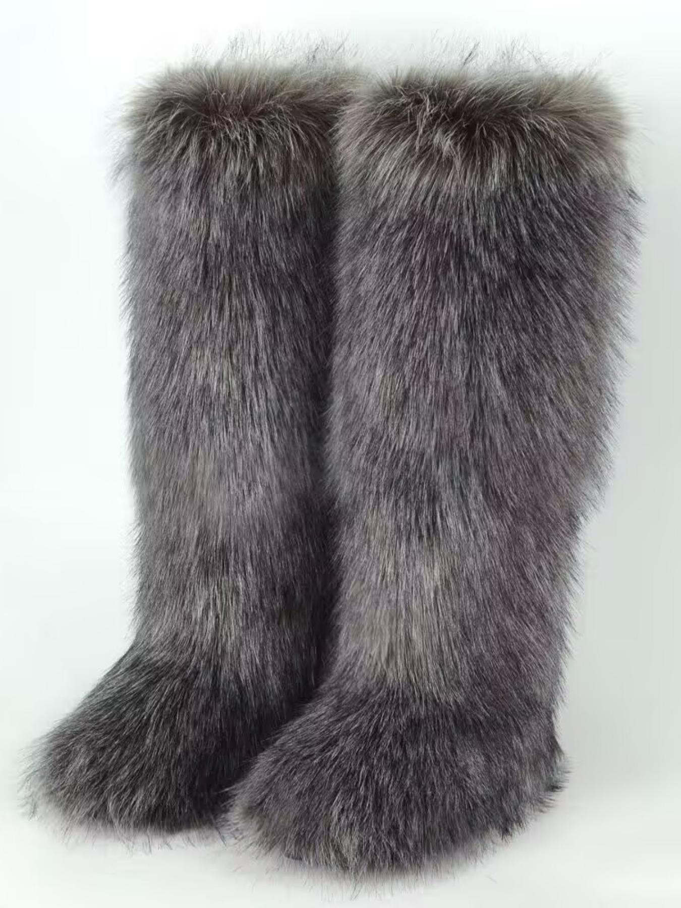 Fashionable Long Tube Snow Boots for Women, New Trend All-match Plain Plush Knee Boots, Y2k Style Fashion Snow Boots for Women, Trending Shoes shaggy boots 2000s shaggy boots, Casual Warm Boots