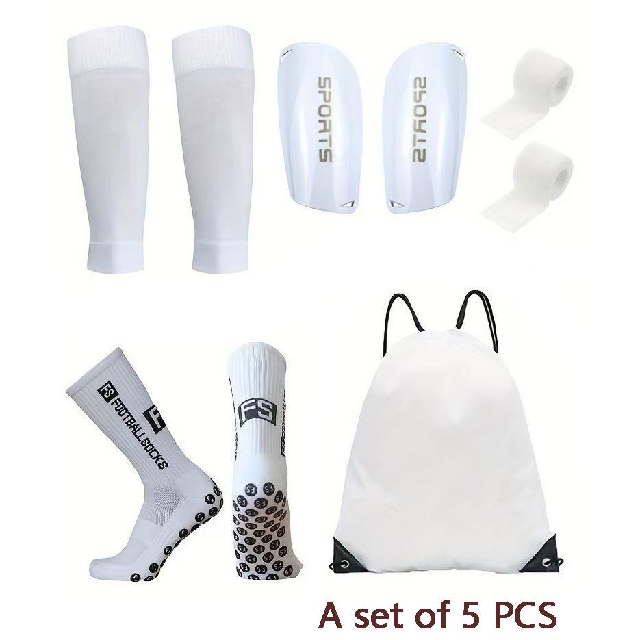 Durable Safe Comfortable Mini Football Shin Guards Set, Soft Breathable Socks, Anti-Slip Sweat-Absorbing Shock Absorption Soccer Socks
