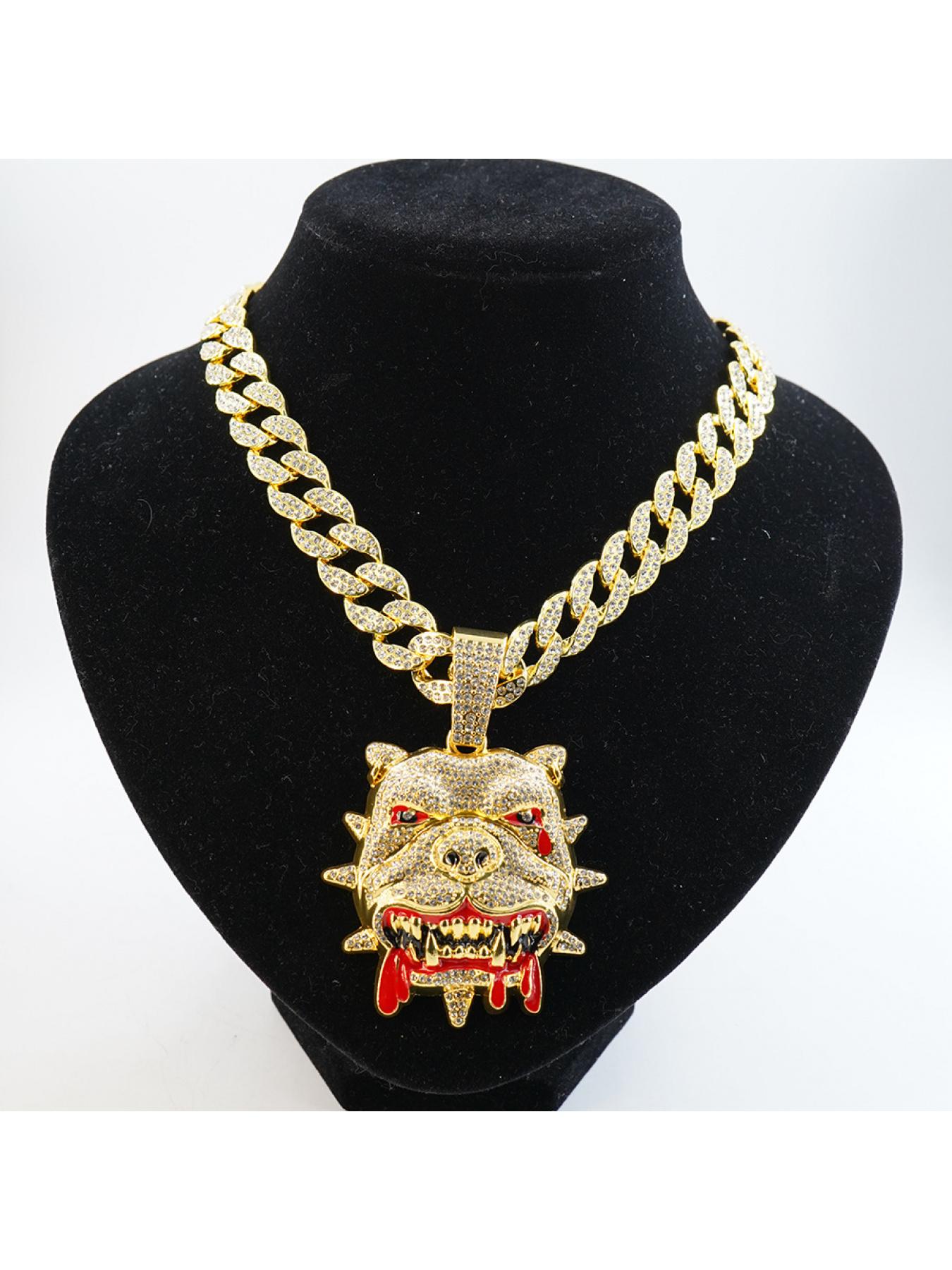 Hip-hop personalized bulldog pendant necklace, trendy, stylish, and cool men's accessory