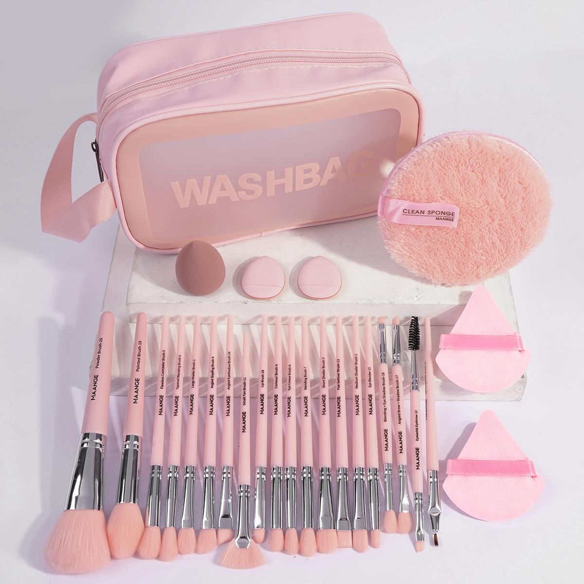 MAANGE Makeup Brush Set, 27/49pcs/set Makeup Tool Set Including Soft Brushes, Beauty Sponges, Powder Puffs, Brush Cleaner Mat, Bag and, Multifunctional Makeup Kit for Beginners, with Makeup Travel Bag