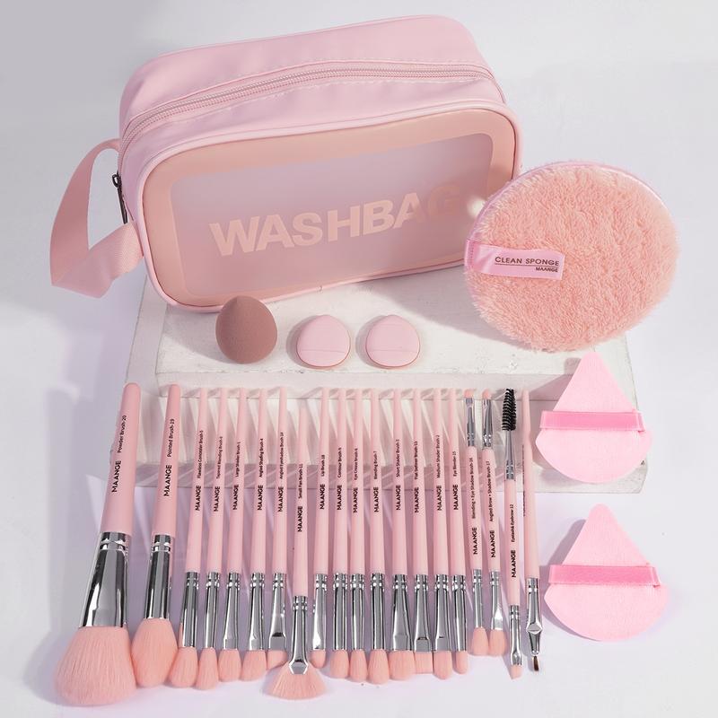 MAANGE Makeup Brush Set, 27/49pcs/set Makeup Tool Set Including Soft Brushes, Beauty Sponges, Powder Puffs, Brush Cleaner Mat, Bag and Makeup Accessories Organizer, Multifunctional Makeup Kit for Beginners