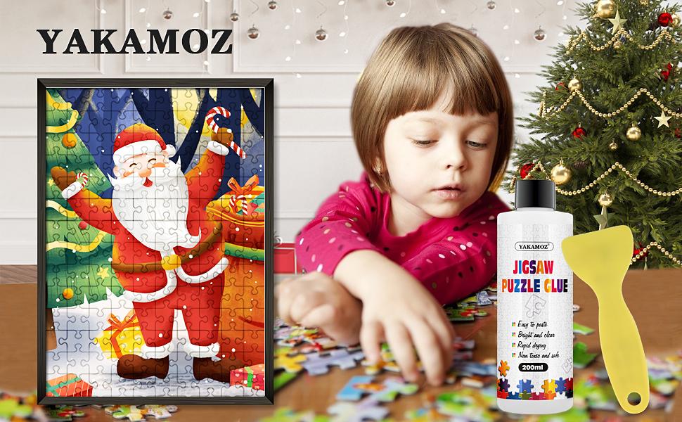 Jigsaw Puzzle Glue with Applicator for Adults and Children Clear Water-Soluble Special Craft Puzzle Glue, Non-Toxic and Quick Dry for 3000/4500/5000 Pieces of Puzzle,200ML