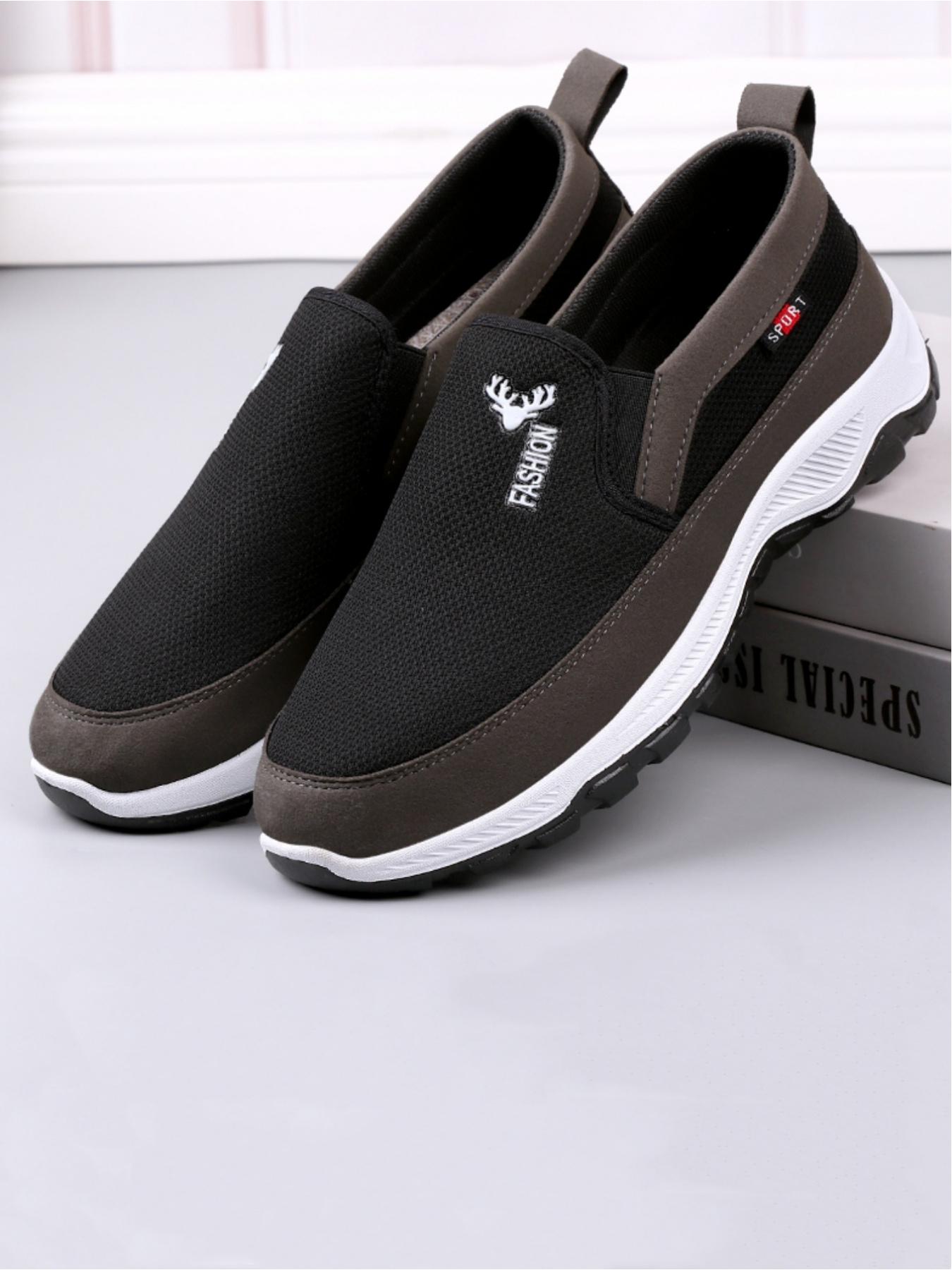 Men's casual sports shoes, breathable mesh material lightweight and comfortable wrapping, deer head logo design simple and stylish, classic and versatile, preferred for daily commuting light sports wear, boyfriend birthday surprise practical gift
