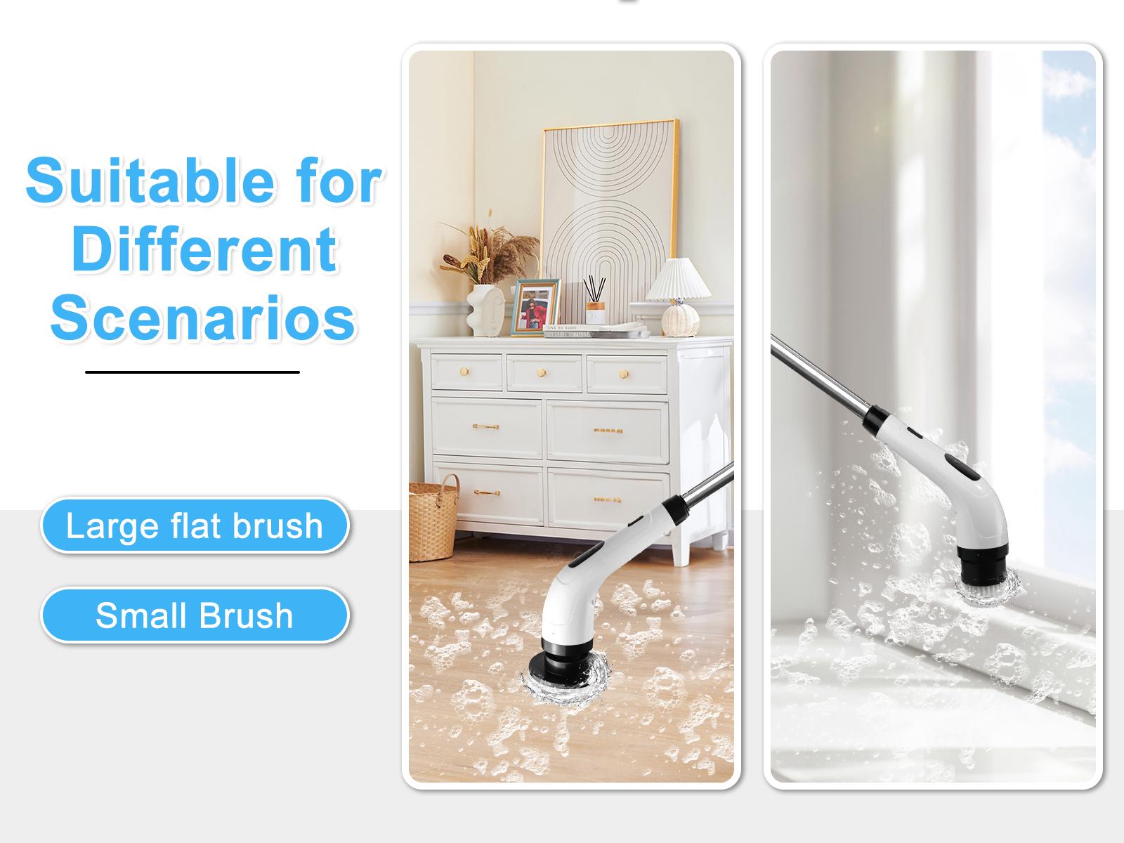 2-Speed Electric Rotating Cleaning Brush with Extendable Handle and Replaceable Brush Heads – Ideal for Deep Cleaning Kitchens, Bathrooms, and Hard-to-Reach Areas.