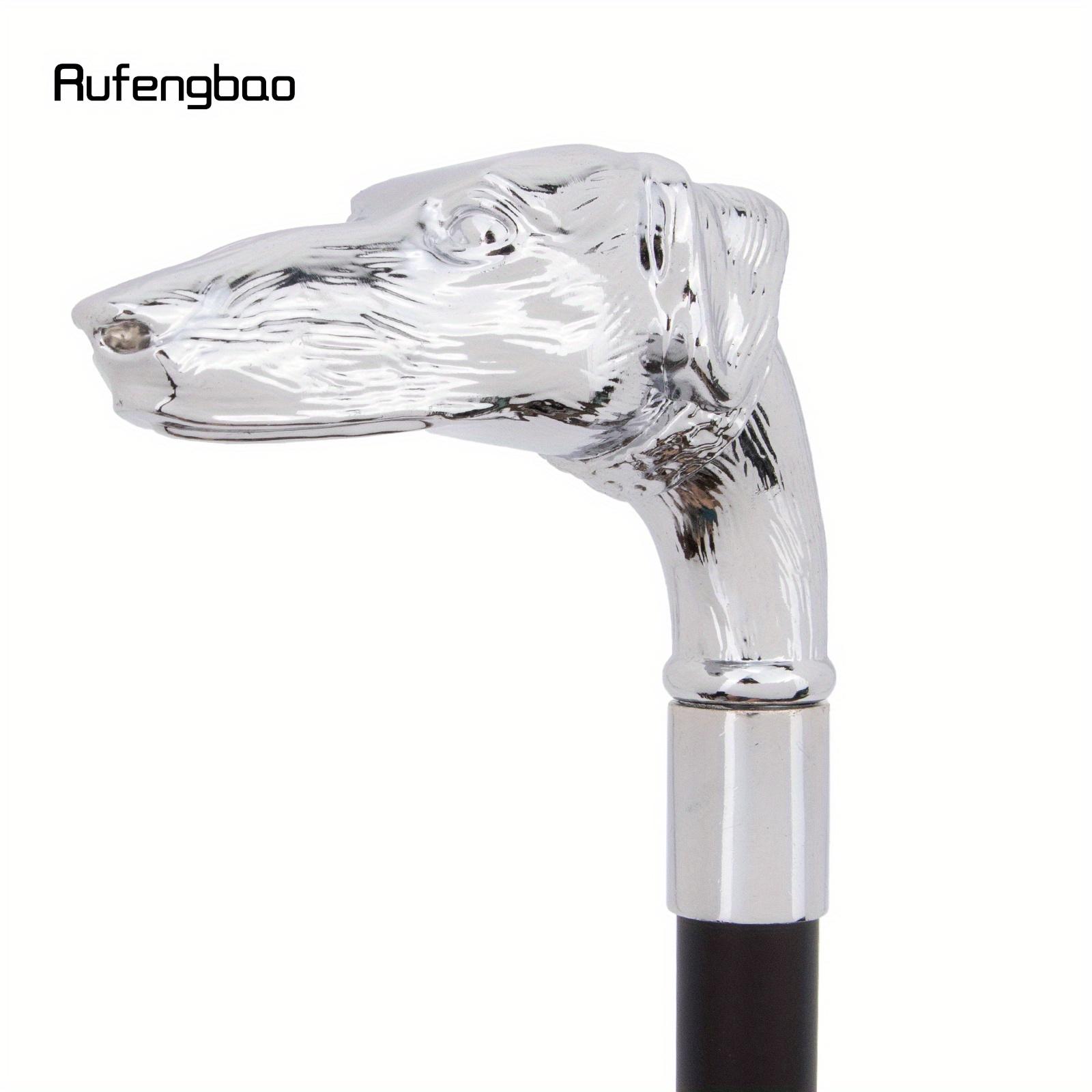 White Dog Sausage Dog Head Walking Cane Fashion Decorative Walking Stick Gentleman Elegant Cosplay Cane Knob Crosier 93cm