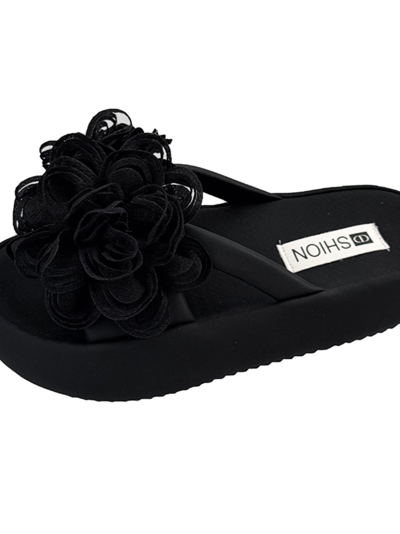 Handmade 3D Floral Decorative Shoes, Thick Sole Slip-Ons, Soft Fairy Style, Multiple Colors Available, Instantly Look Tall and Leggy