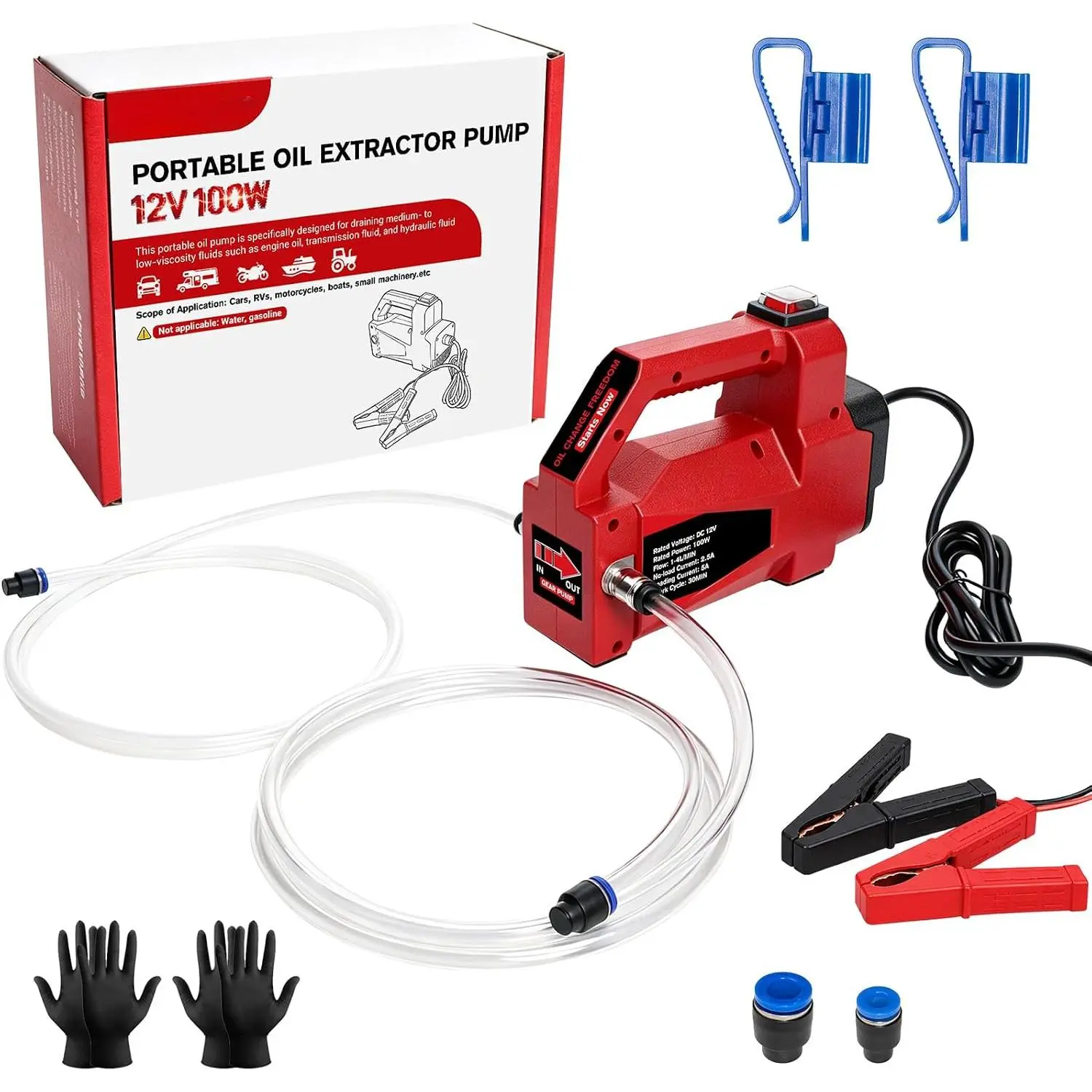 Portable 12V 100W Model Electric Self-Priming Fluid Extractor, Car Repair Transfer Tool for DIY Engine Oil Changes, Compatible with Cars-Trucks