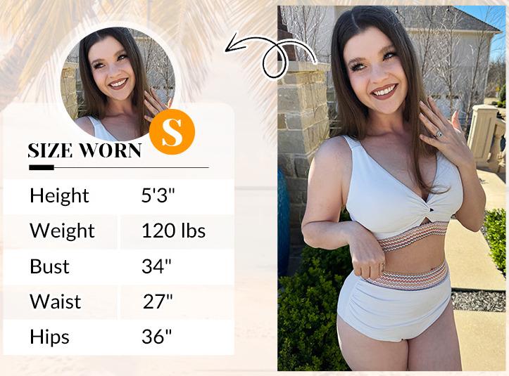 Yonique Women's High Waisted Bikini - Twist Front Two Piece Swimsuit Color Block Full Coverage Bathing Suit