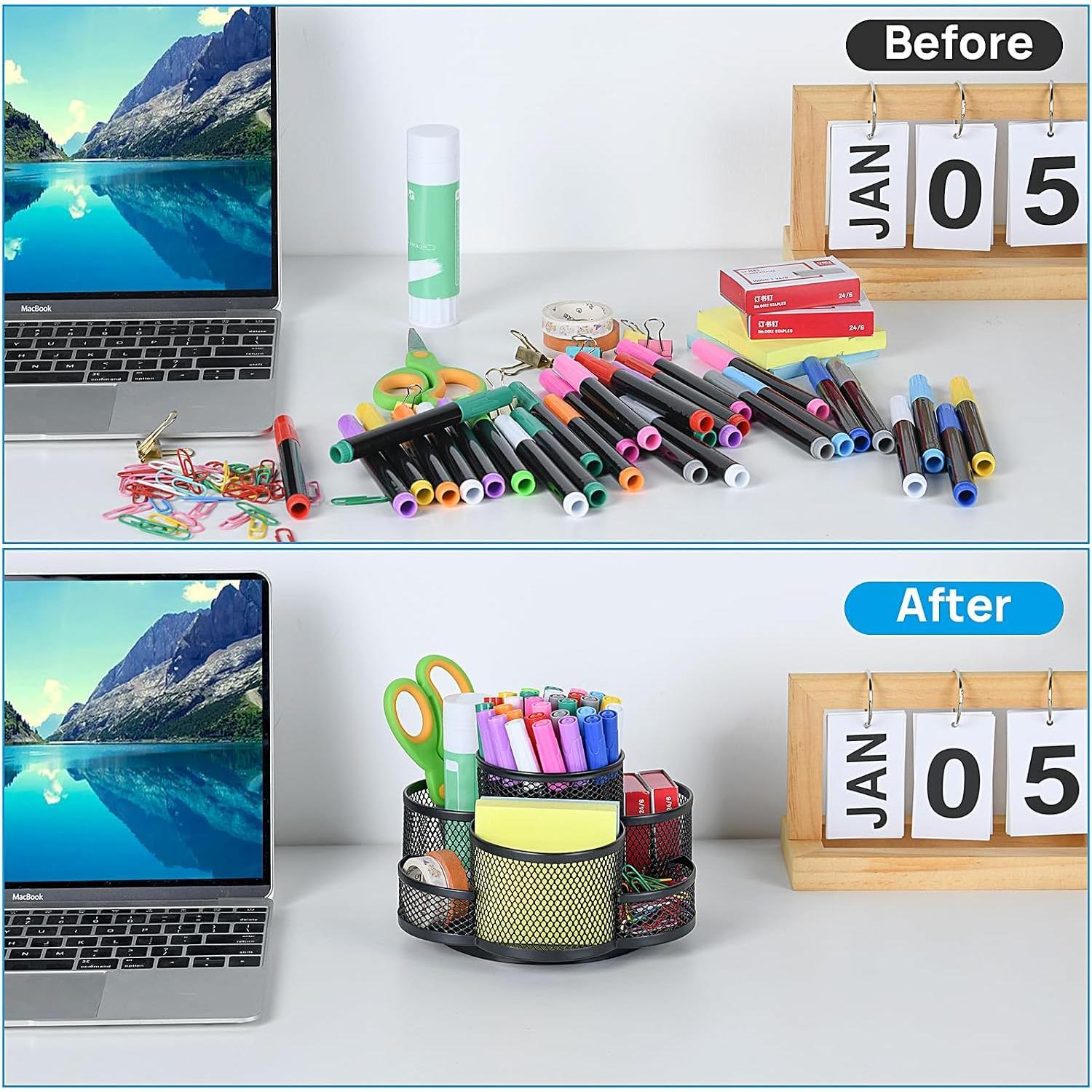 360 Rotating Pencil/Pen Holder for Desk in Black | Desk Organizers and Accessories