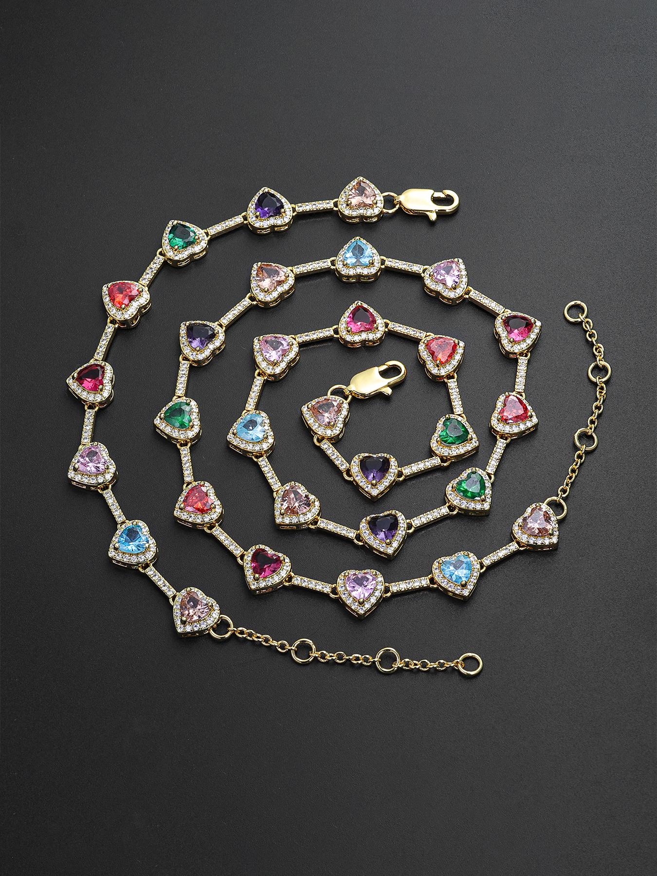 Women's Jewelry Set, Chain Necklace Bracelet Earrings Trio, Fashionable Jewelry Set, Elegant Jewelry Set, Sexy Colorful Accessories for All Seasons, Perfect Gift Idea