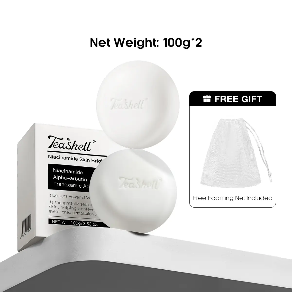 2-Pack Facshell Brightening Acne Soap 100g*2, Improves Dark Spots, Oil Control, Face & Bath, Free Bubble Net, Ideal for Daily Cleansing