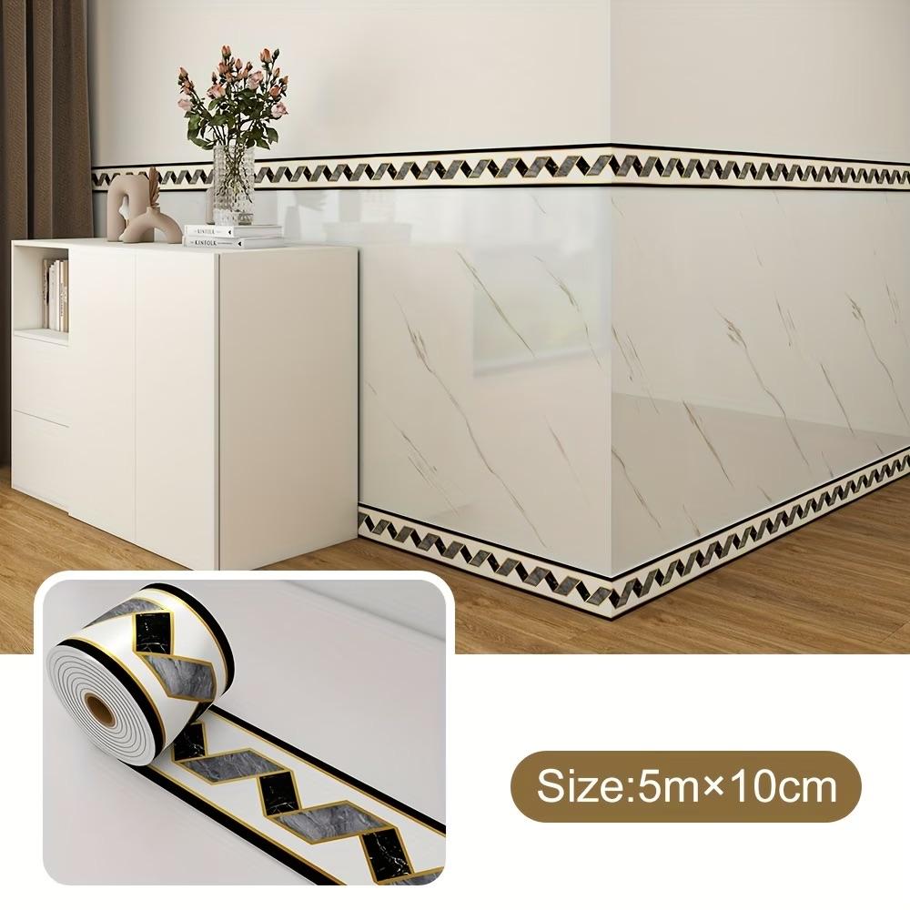 1 Roll 196.85 Inch Long × 10cm Wide, Thickened Marble Self-adhesive Wallpaper, DIY Removable, Suitable for TV Background Wall, Door Fracture Frames, Decorative Stickers, Living Room Corners, Ceiling Corners, Kitchen Corners