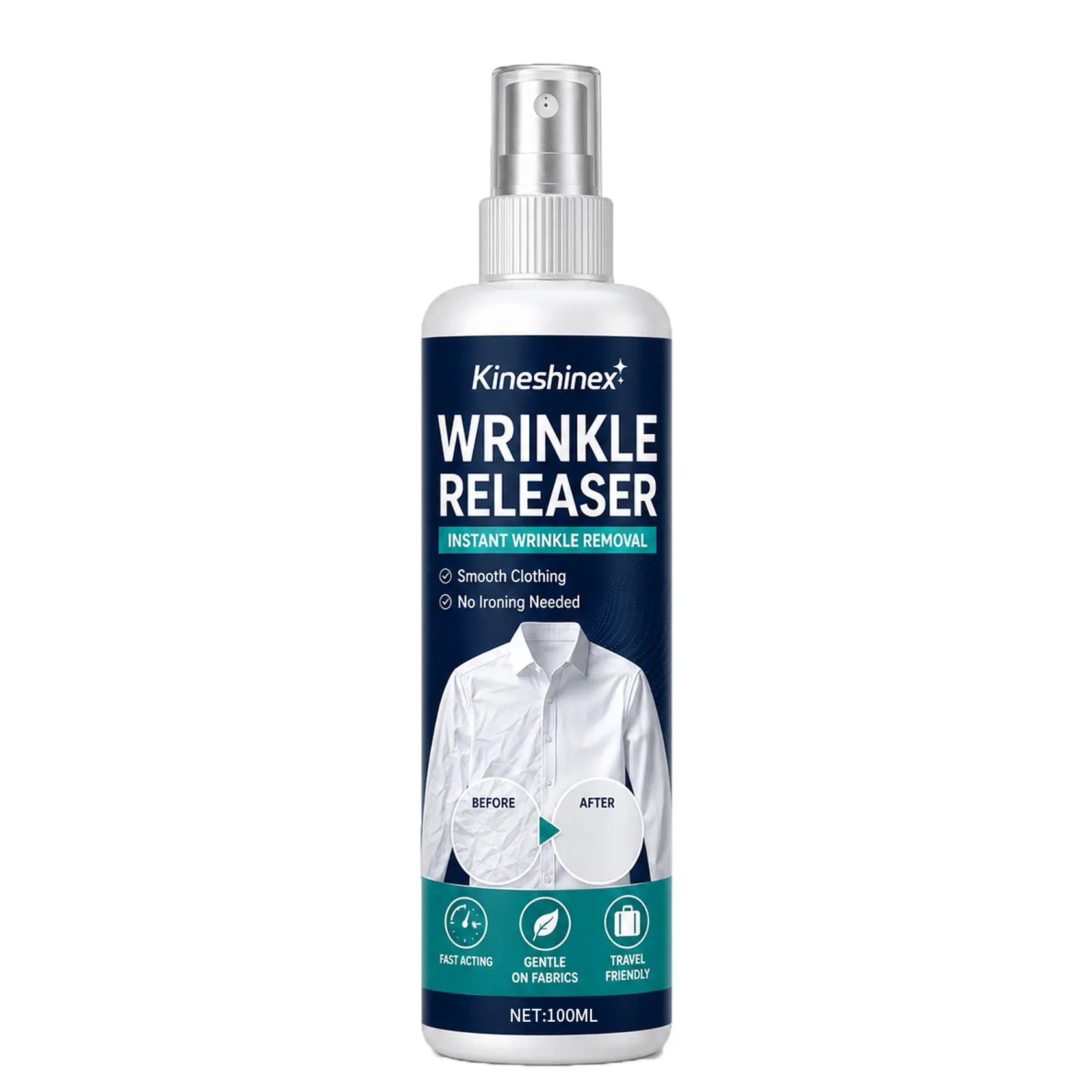 Anti-Crease Spray for Clothes, Wrinkle Remover, Iron-Free, Natural Drape, Gentle on Fabric, Static Guard, Softening Agent