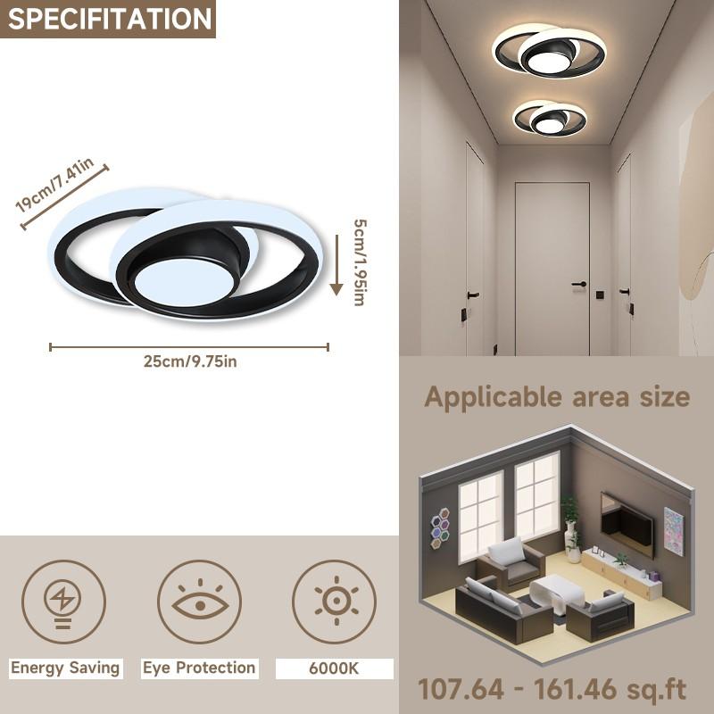 Modern LED Ceiling Light, Adjustable Dimmable Half-Inset Lighting, Home Decor Lamp for Kitchen Bedroom Living Room, Perfect Gift, Adjustable Dimming