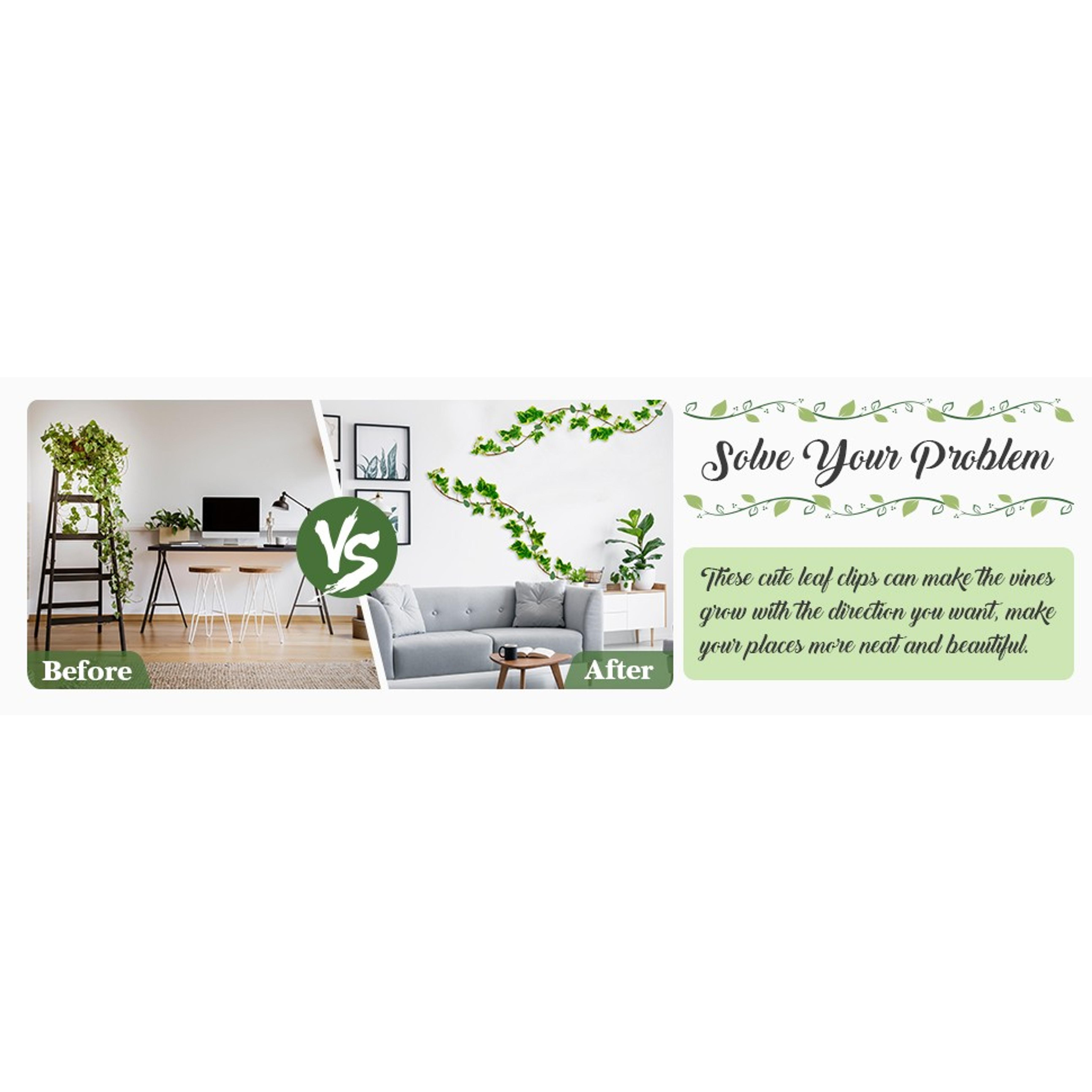 60 Pieces Plant Climbing Wall Fixture Clips with 72 Pieces Acrylic Adhesive Sticker Leaf Fixer Invisible Wall Vines Fixing Clips Hook Plant Vine Traction for Indoor Outdoor Decoration