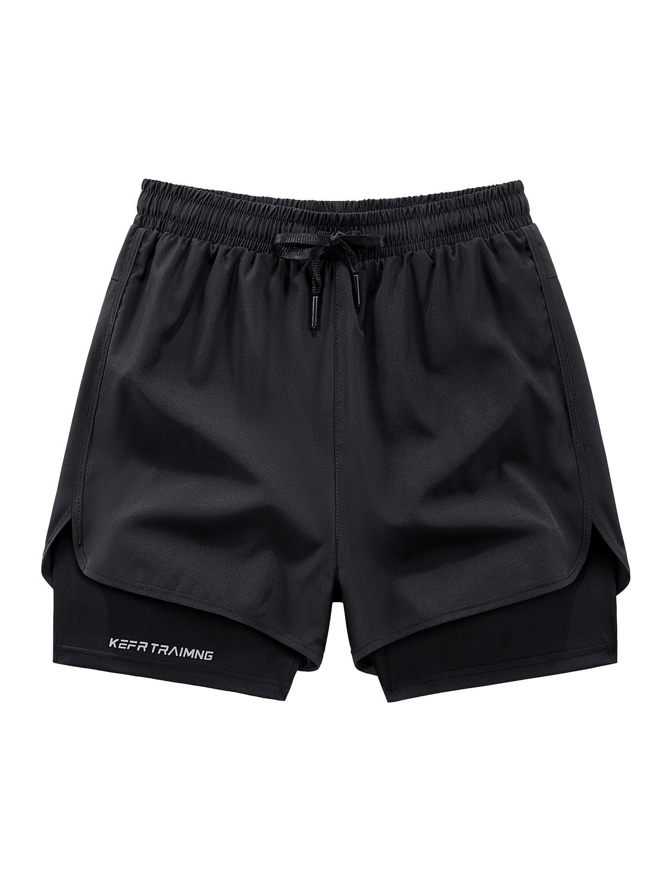 Men's Sporty Loose-Fitting Shorts, Summer New Design, Ideal for Fitness and Marathon Training, Dual-Layer Lining, Pocketed, Elastic Waist