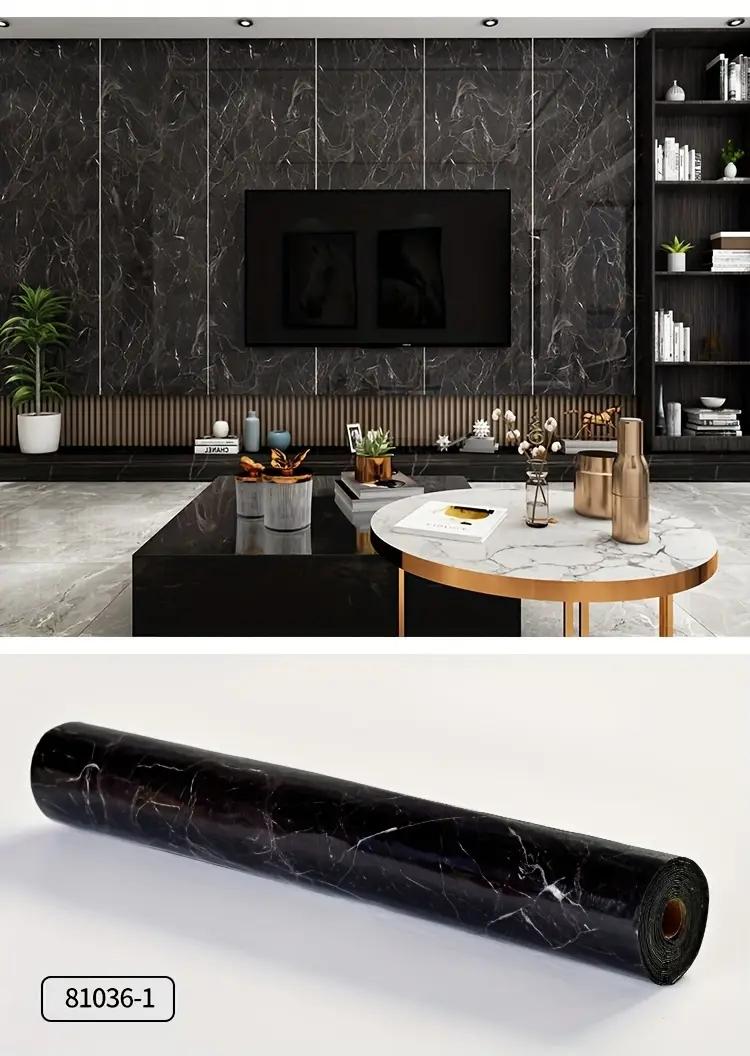 1/2 Roll Marble Design PVC Floor and Wall Tiles | Self-Adhesive Peel and Stick Floor, White/Grey/Black Marbleile Design, Wooden Floor, Peel and Stick Vinyl Flooring for Bathroom, Kitchen, Bedroom, Living Room - Home Decor Decorative Tiles