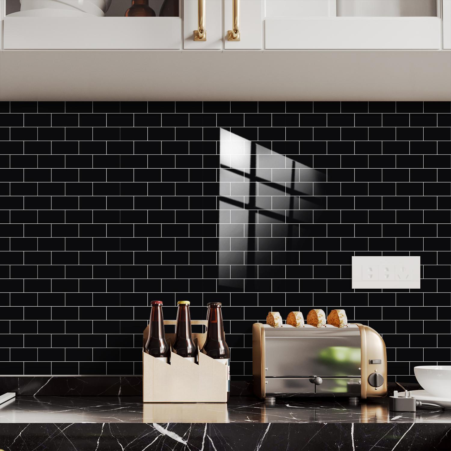 10pcs/20pcs/30pcs Wall Tile Pattern Self-Adhesive Thickened Tiles Stickers, Decorative Wall Sticker, Kitchen Decor, Home Renovation, Floor Decoration, Kitchen Bathroom Decoration, Waterproof Wall Sticker