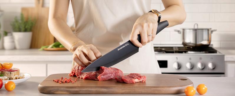 Astercook 22-Piece Knife Set with Block, German Steel, Chef & Steak Knives, Scissors, Sharpener & Peeler – Dishwasher Safe. Kitchen Kitchenware Kitchen Blade Stainless Traditional Wooden