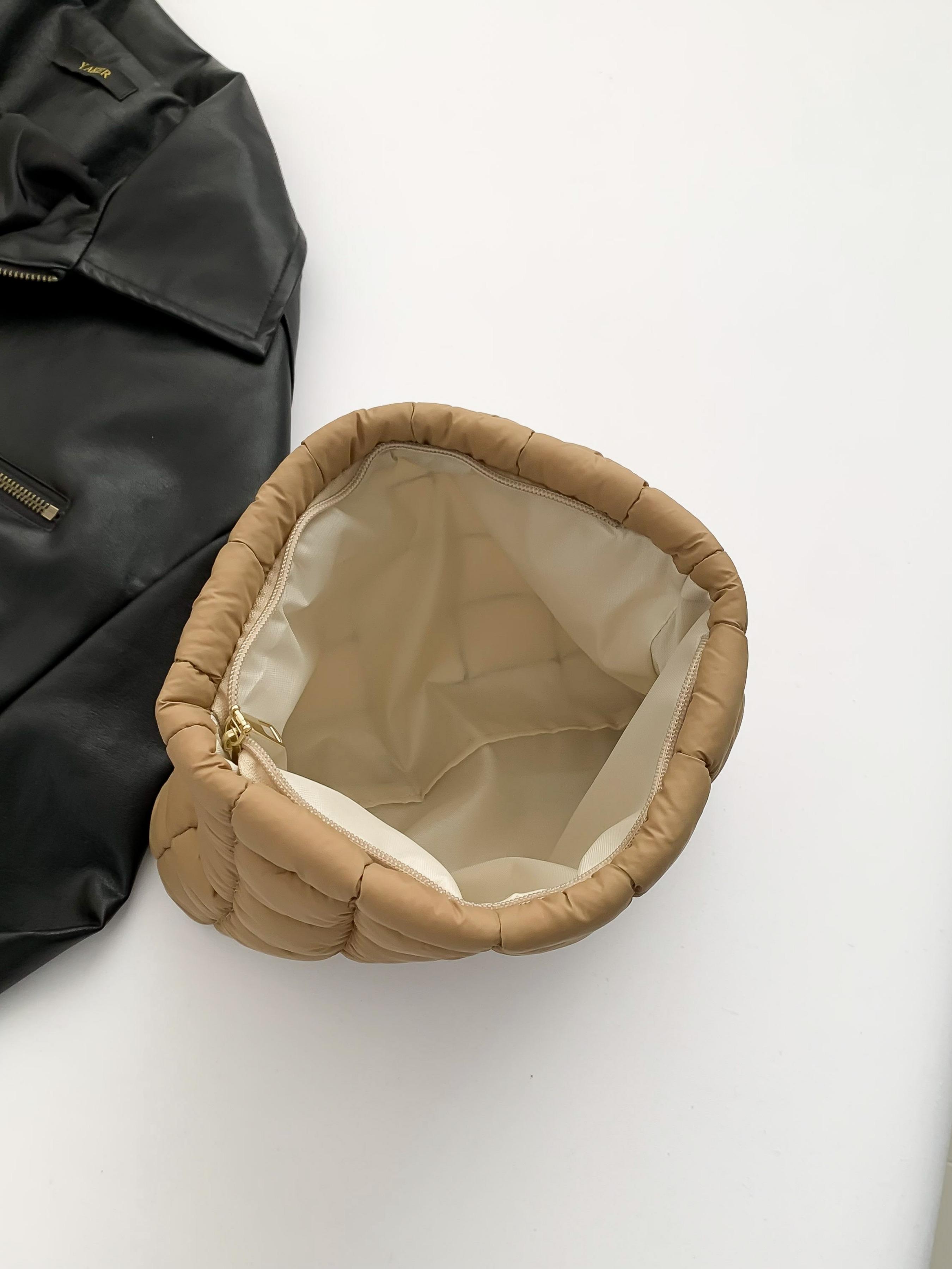 Autumn Winter New Solid Color Quilted Handbag, Large Capacity Travel Storage Bag, Zipper Design, Women's Portable Travel Organizer, Holiday Gift, Durable Pouch