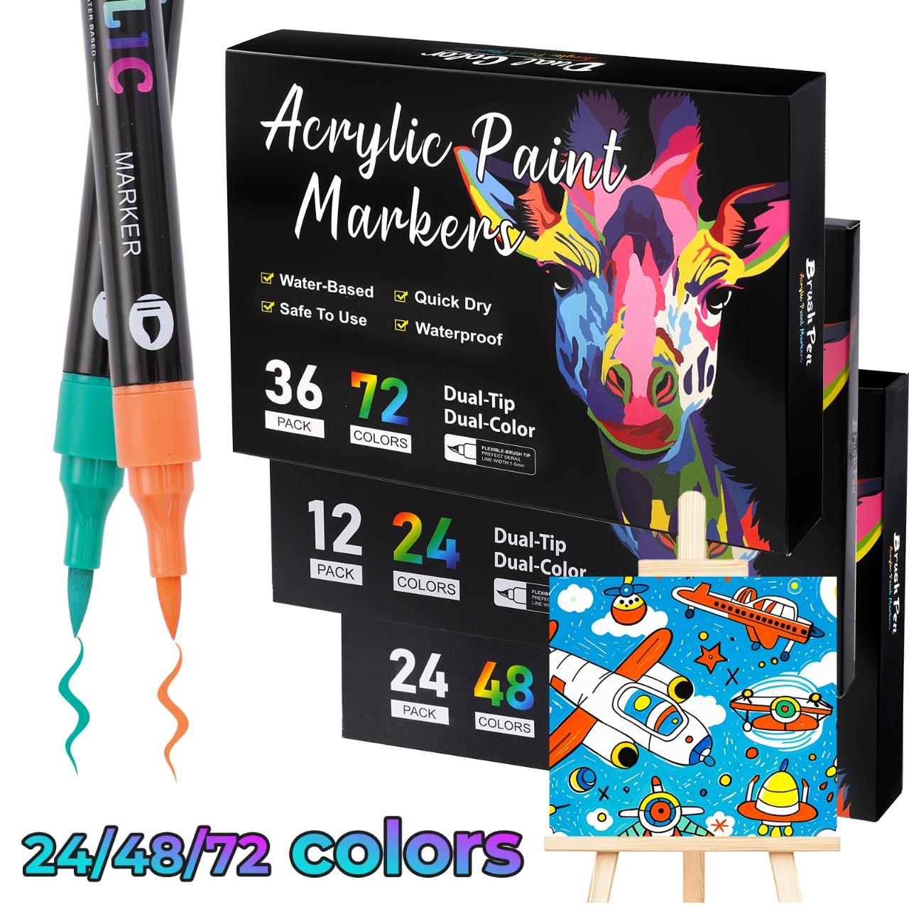 24/48/72 Color Dual-Tip Acrylic Marker Pen, Waterproof & Quick-Dry for Wood, Canvas, Stone, Glass & Rock Painting, DIY Crafts Ideal Christmas Gift #GLOBAL PICKS