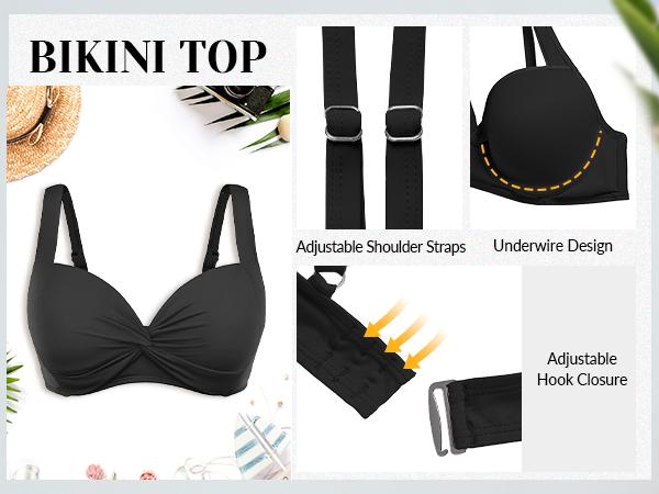 Yonique Women Underwire Bikini Top - Push Up Bathing Suit Top Padded Bra Swimsuit Top