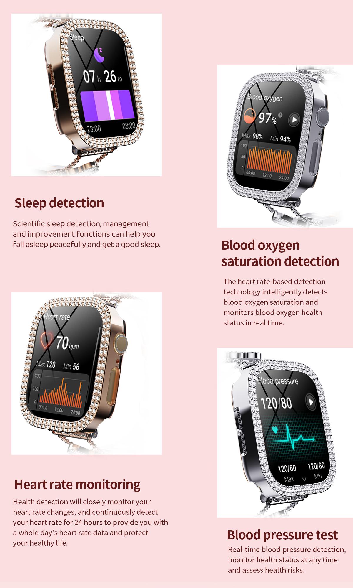 2026 Fashion Diamonds Smart Watch, Perfect Valentine's Day Gift for Men Women, Touch Screen Fitness Watch with DIY Dial, Answer/Make Call/Message, 100+ Sport Modes, Activity Tracker for iPhone Android, Royal Gold