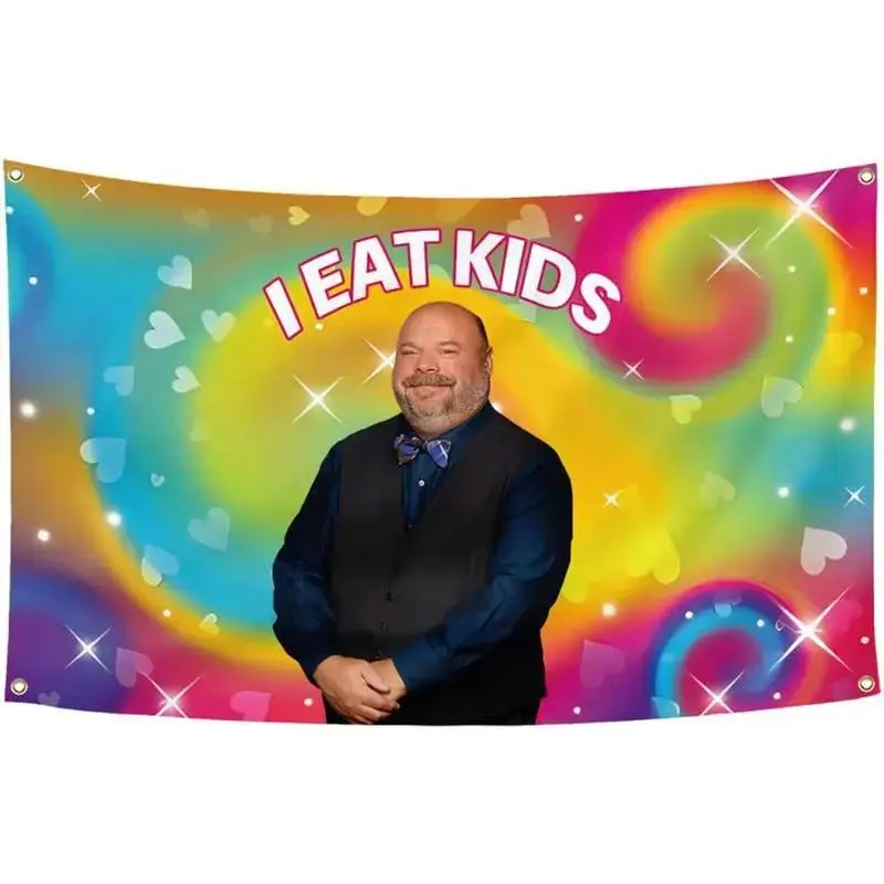 Bertram I E-at Kids Slogan 3x5Ft Flag Funny Humorous Tapestry for Wall Hanging College Dorm Men Cave Decor Outdoor Indoor summervibes