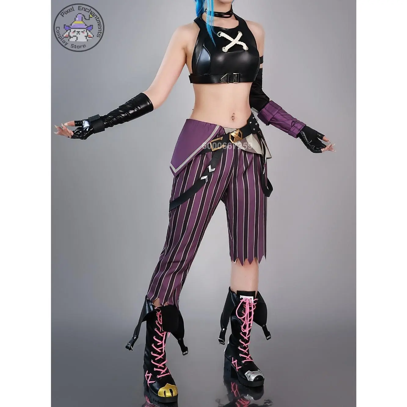 LOL Jinx Cosplay Costume Anime LOL Arcane Jinx Cosplay Uniform Outfits Halloween Carnival Suit Custom Halloween Cos Comic-Con