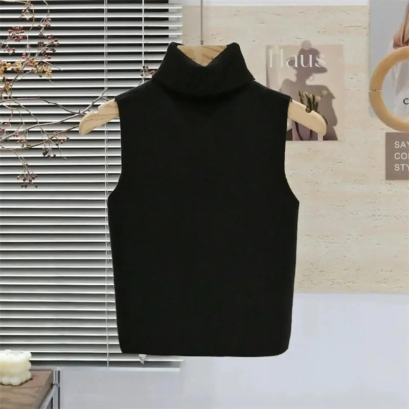 Turtleneck Sleeveless Sweater Vest Ribbed Knit Crop Top Sweater Tank Pullovers for Women Y2K Summer Outfit